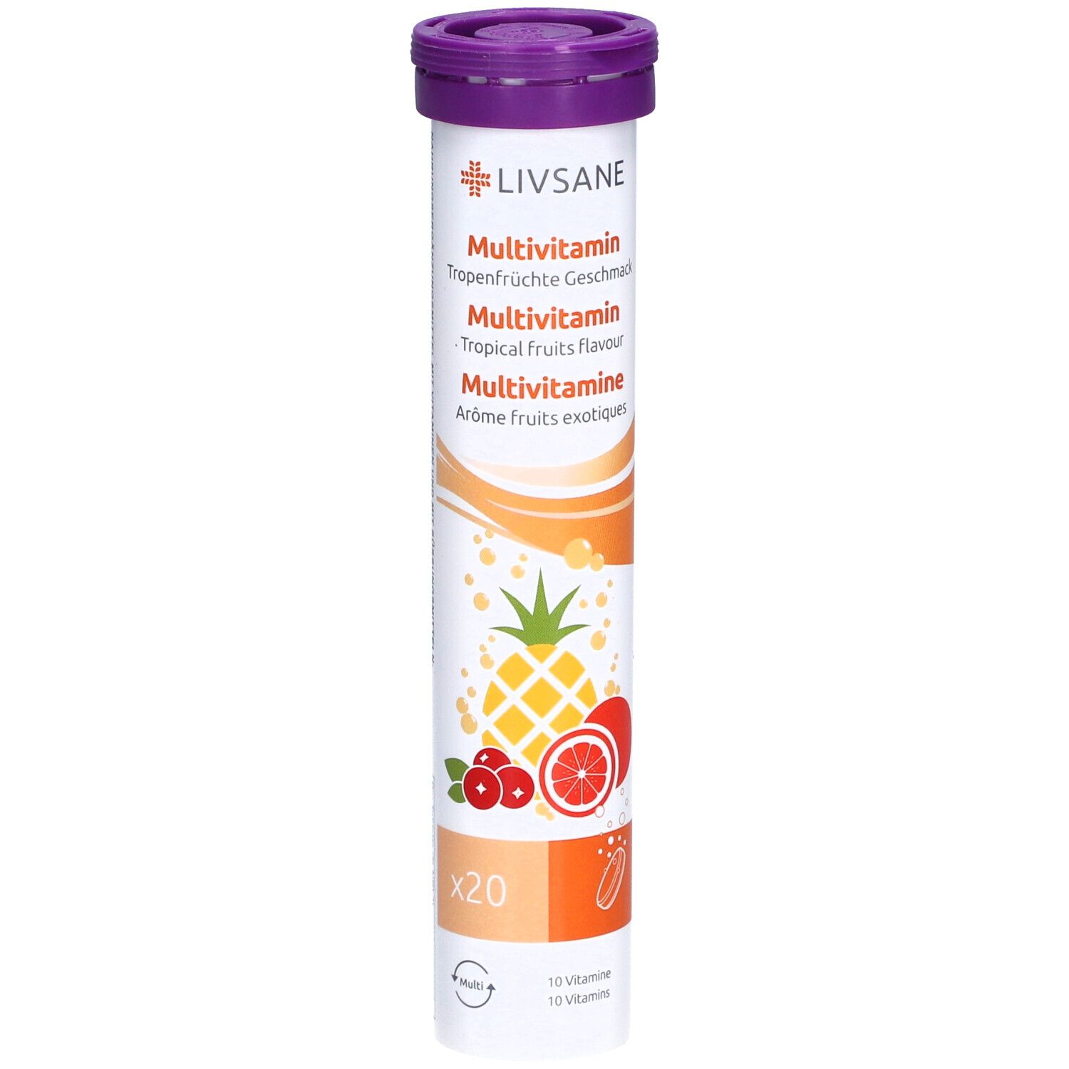 Livsane Multivitamin Tropenfrüchte Geschm 20 Stk St Compretten
