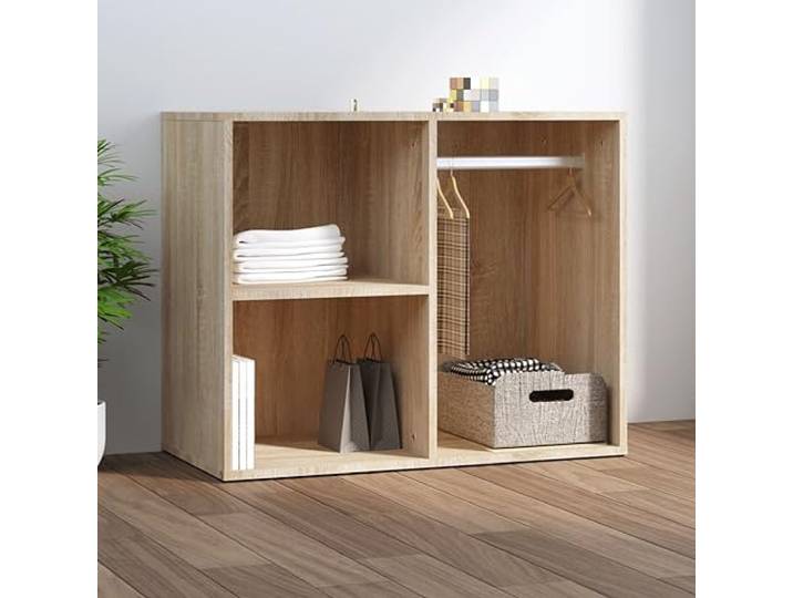 smnyxs Ankleideschrank, Sonoma-Eiche, 80 x 40 x 65 cm, Holz Aufbewahrung von Make-up, Zubehör, Taschen, Beauty-Produkte, Wandbefestigung inklusive, Montageanleitung