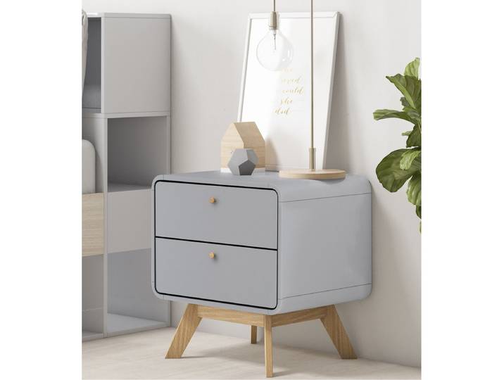 Cassie-Nachtkastje - 2-laden - Grijs Houtlook