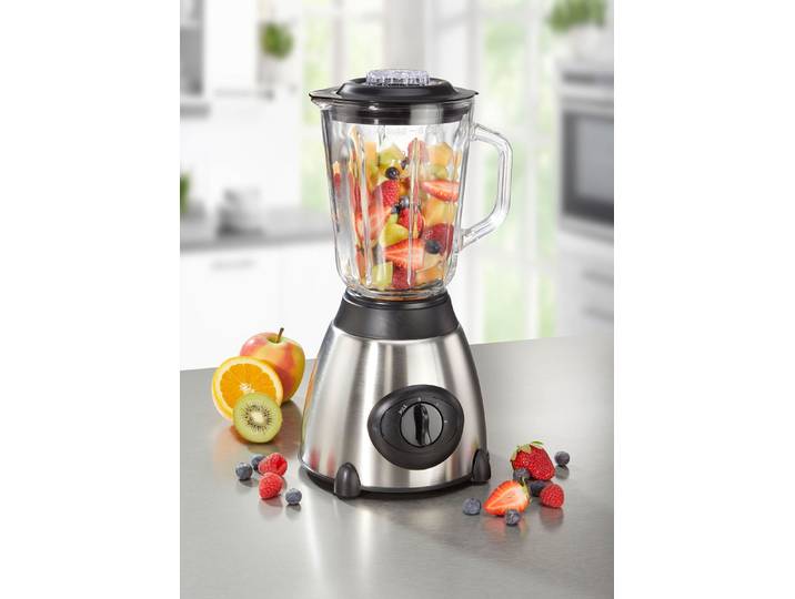 Multifunktions-Standmixer mit Kaffeemühlen-Aufsatz, Edelstahl-Schwarz