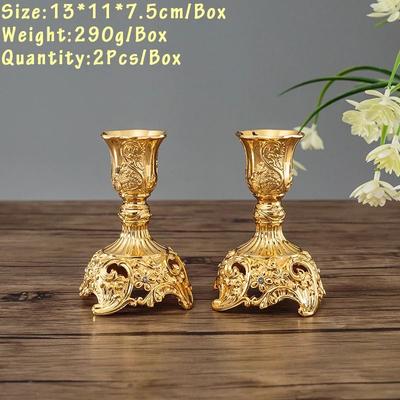 Uplift Treasures European Metal Candlestick Holders Set Of 2 Gold And Silver 10 2pcs