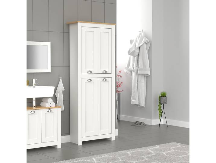 Colonne de salle de bain Balusa 72cm Blanc/Blanc/Imitation chêne