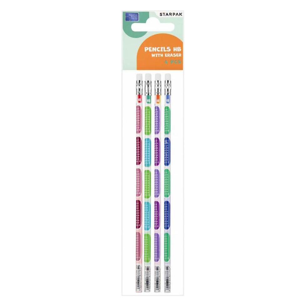 Starpak HB-Bleistift mit Radiergummi, Einmaleins, 4 Stück (HB, 4x) (47333632)