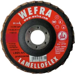 Lamellenschleifteller WEFRA LSGV-A/F fein D=125 x 22,23 mm