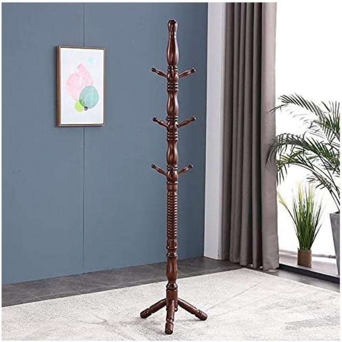 Multi houten boomkapstok voor jassen en accessoires, Hoogte: 182 cm