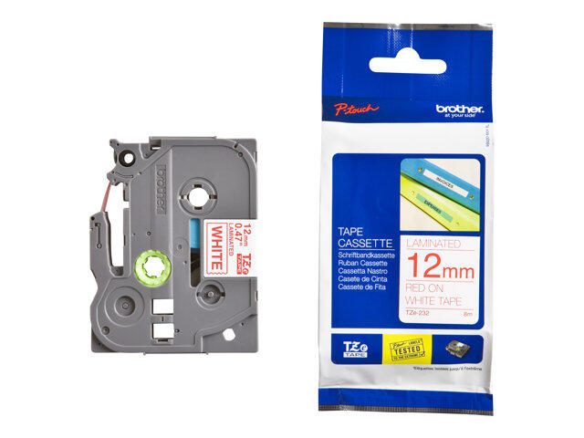 Brother Original P-Touch Farbband rot auf weiß (TZE-232) TZE232