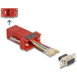 DELOCK Adapter D-Sub9 -> RJ45 Bu/Bu Montagesatz rot