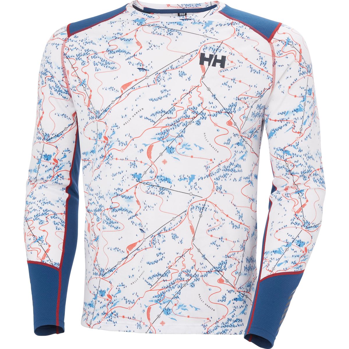 Helly Hansen Men's Lifa Active Crew Base Layer white slope map aop (001) S 49389_001-S