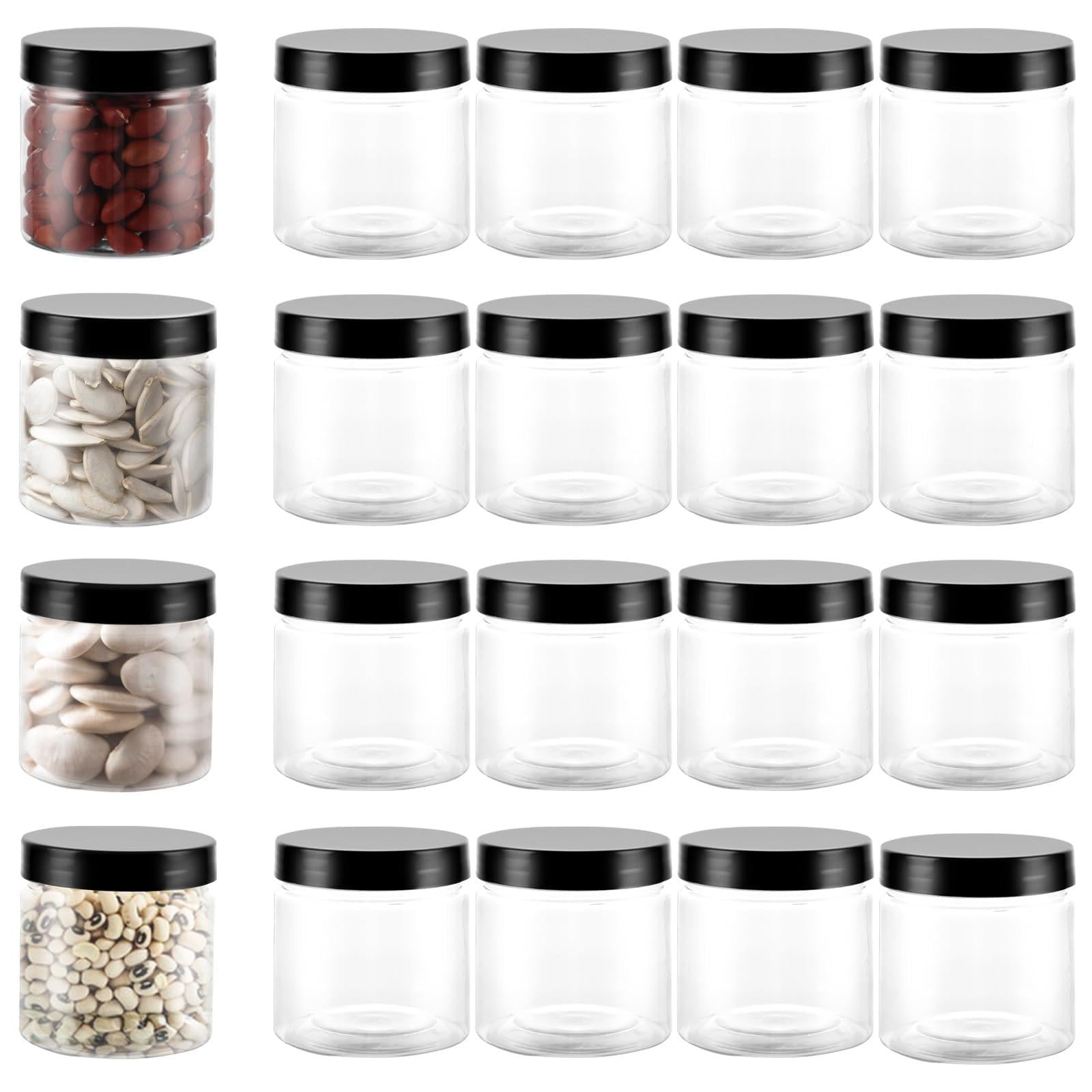 Dripio Set van 20 ronde voorraadpotten, 180 ml, transparant, kunststof