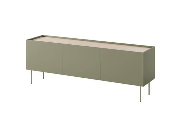 Lomadox Wohnzimmer Lowboard Fernsehschrank mit 170 cm Breite in olivgrün und Eiche, mit 3 Türen, modern, grifflos, Softclose