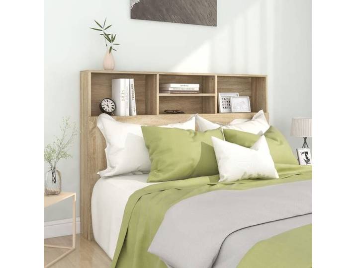 Armoire de Tête de Lit Murale Meuble de Chambre à Coucher Tête de Lit avec Rangement Accessoire de Lit Intérieur 811865