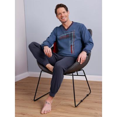 Schlafanzug COMTE, Herren, Gr. 48/50, blau (marine, royalblau), 100% Baumwolle, Homewear-Sets Schlafanzug