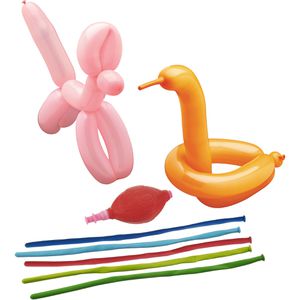 Papstar Modellierballons 18670, farbig sortiert, mit Ballonpumpe und Anleitung, 120 cm, 5 Stück