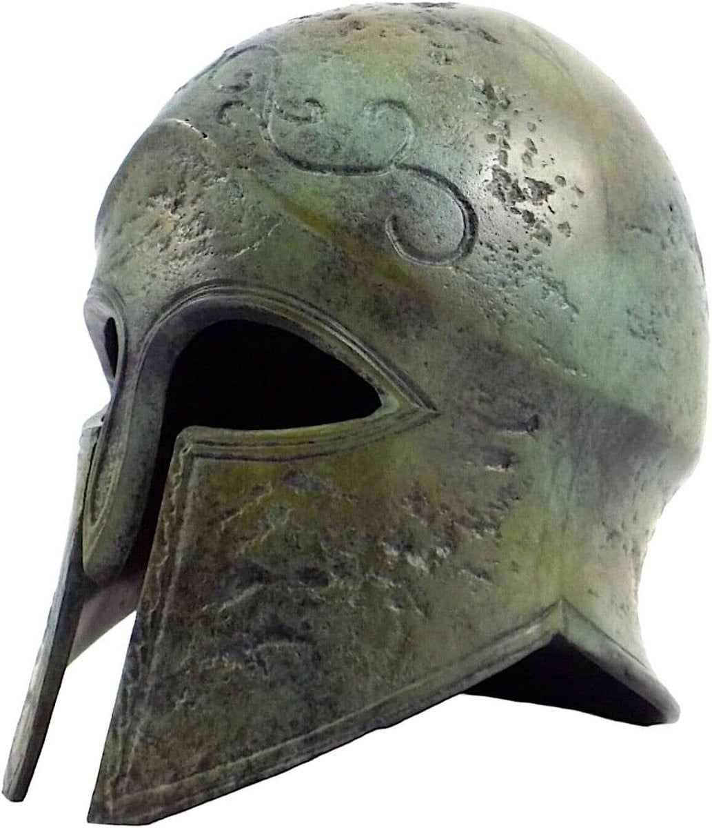 Griekse Helm Bronzen Sculptuur Decoratie Hoogte: 16 cm