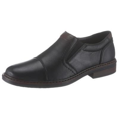 Slipper RIEKER, Herren, Gr. 46, Synthetik, schwarz, Leder, Schuhe Slipper, Anzugschuh, Business Schuh, Schlupfschuh mit stylischer Quernaht, Topseller