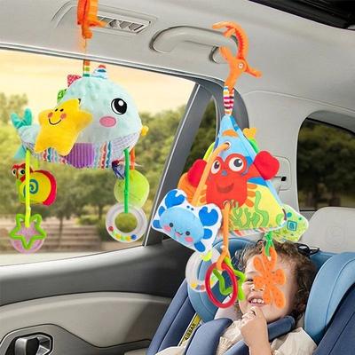 Inspired Living Plush Animal Baby Rattle Toy For Stroller & Crib Soft Hanging Bell Newborn Sensory Toy big Crab