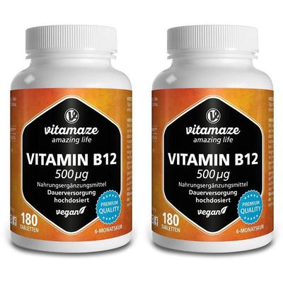 Vitamin B12 500 µg hochdosiert vegan Tabletten 2x 2x180 St