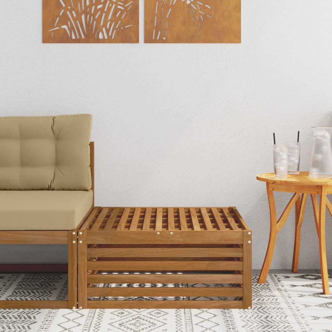 17 Stories Outdoor Ottoman Natural 37cm H X 79cm W X 79cm D