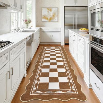 Garvee Scalloped Modern Checkered Area Rug