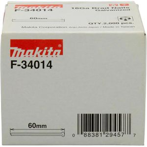 Makita Tackernägel F-34014, Typ 16GA, 60 mm verzinkte Stauchkopfnägel, 2000 Stück