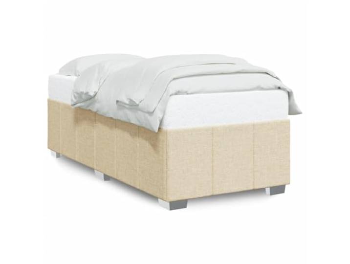 KKgypkn Bettgestell ohne Matratze Creme 90x200 cm Stoff, weiches und strapazierfähiges Polyestergewebe, Lattenrost für optimale Unterstützung, stabile Bettfüße für sicheren Halt