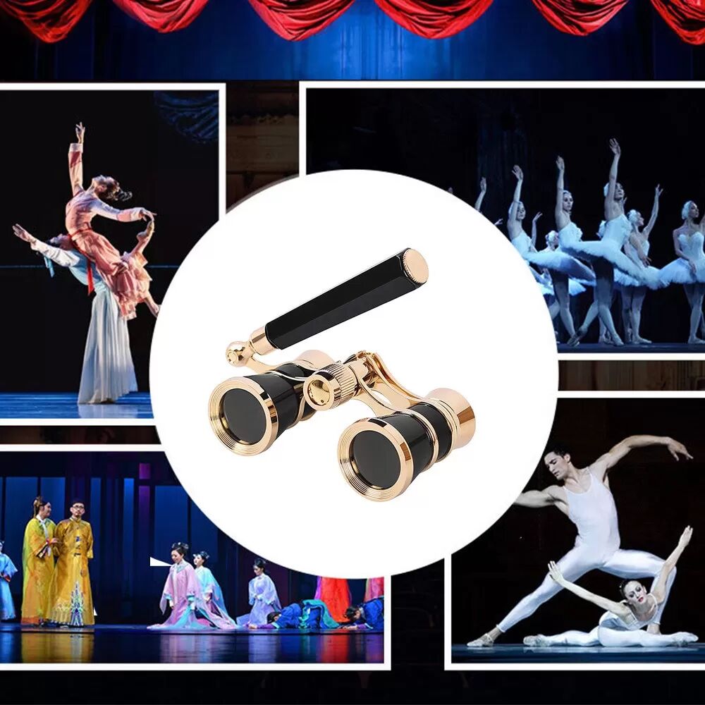 INF Jumelles Compactes 3x25 avec Poignée - Lunettes d'Opéra Noires pour Théâtre, Observation des Oiseaux & Voyage