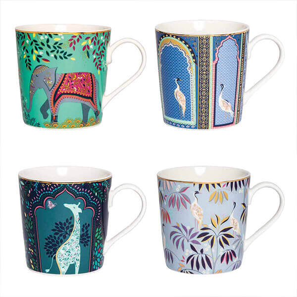 Sara Miller London Sara Miller India Collection Set of 4 Mugs