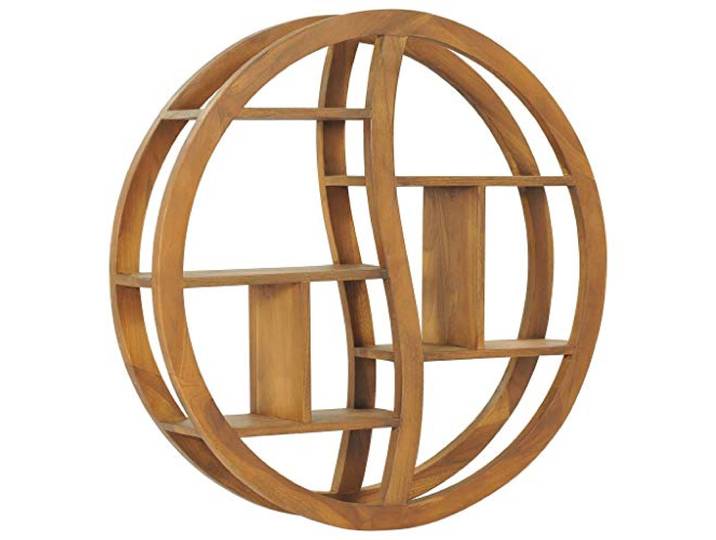 vidaXL Teak Massiv Wandregal im Yin-und-Yang-Design Hängeregal Wand Deko Regal Ablage Wandboard Aufbewahrung Holzregal Dekoregal 80x17,5x80cm
