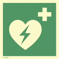 Automatisierter externer Defibrillator ISO 7010 Folie nachl. 160-mcd 148x148 mm.