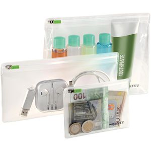 Leitz Gleitverschlussbeutel Complete Traveller Zip-Beutel 4010, XS / S / M, aus 0,20mm PVC, transparent, Set, 3-teilig