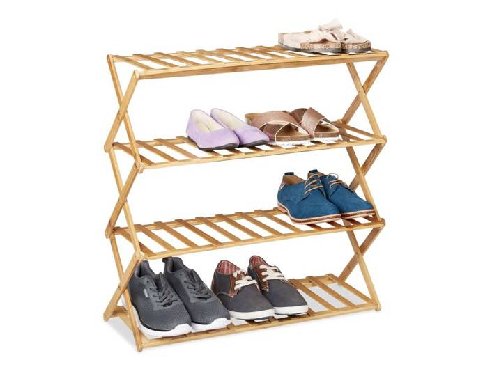 Relaxdays Étagère à chaussures pliable en bambou
