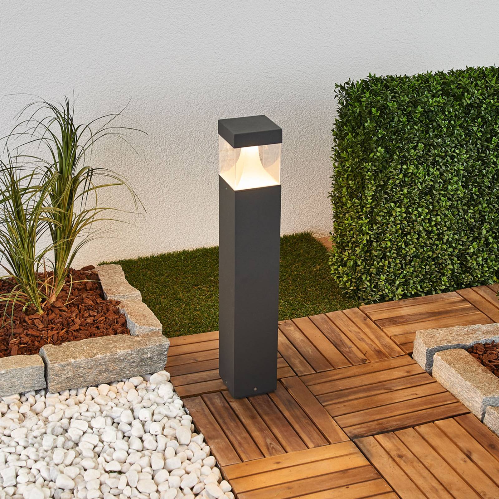 LED Pathway Light Egon Lucande, Black, Aluminium, Modern, Outdoor lights