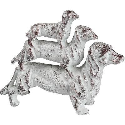 Türstopper AMBIENTE HAUS "aus Gusseisen - Hunde", weiß (grau), B:17cm H:13cm T:5cm, Gusseisen, Türstopper, für den Innen- und Außenbereich