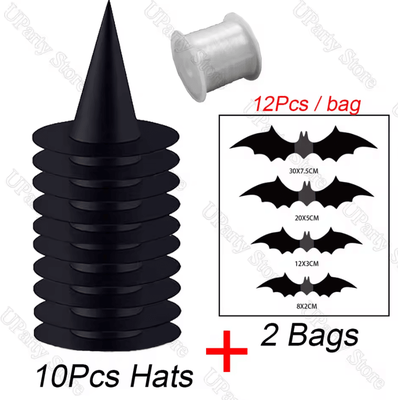 Inspire Curations Hanging Witch Hat Set Halloween Witch Hats Floating Wizard Decorations For Home & Party Decor 12pcs Mixed