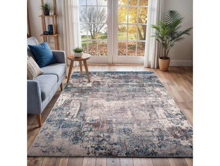 Tapis abstrait moderne bleu/gris 200x275