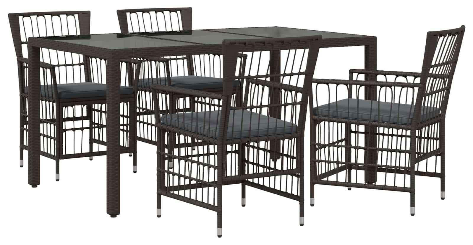 Outdoor-Essgruppe 5 stk. Schwarz Poly-Rattan