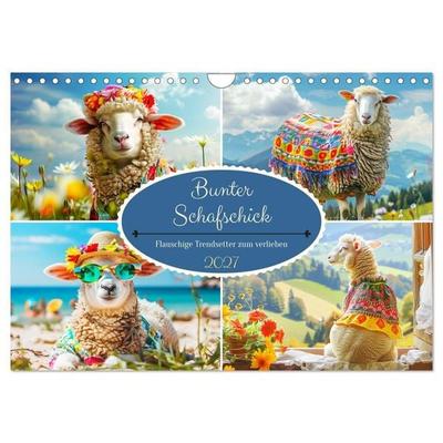 Bunter Schafschick. Flauschige Trendsetter zum verlieben (Wandkalender 2027 DIN A4 quer), CALVENDO Monatskalender