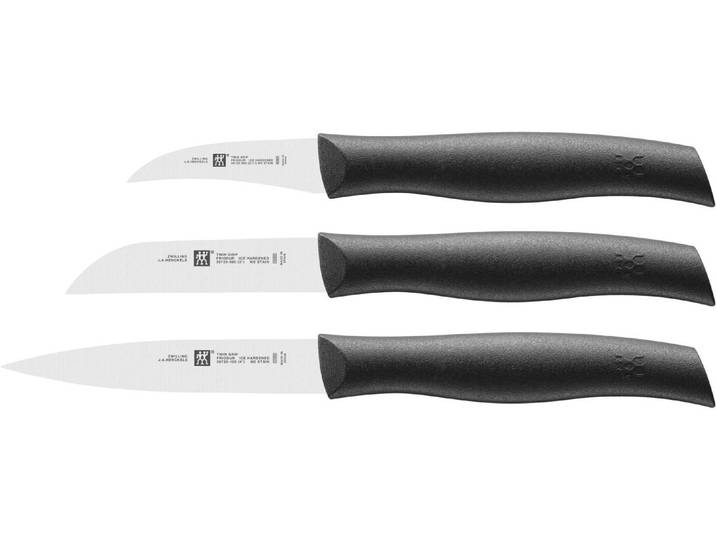 Kochmesser ZWILLING Twin Grip 3-teilig , schwarz (silberfarben, schwarz), Edelstahl, Stahl, Kochmesser, Kochmesser