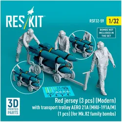 ResKit Red jersey (3 pcs) (Modern) with transport trolley AERO 21A (MHU-191A/M) (1 pcs) (for Mk.82 family b