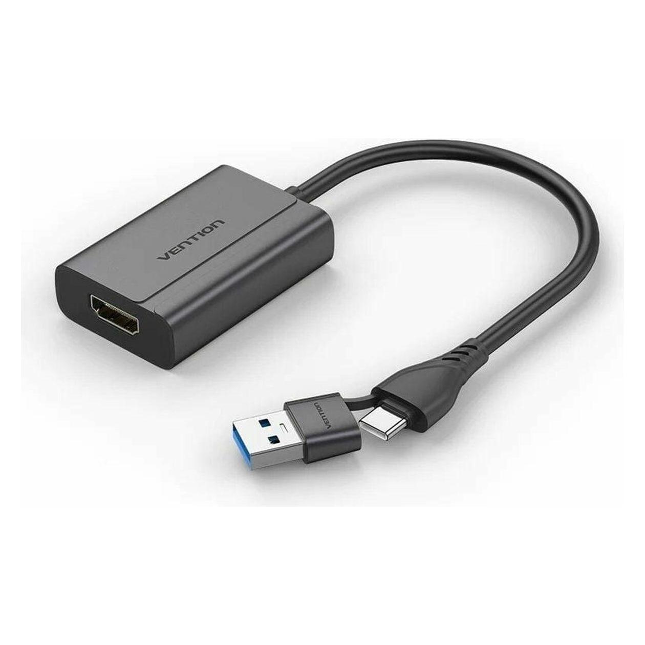 Vention USB-C + USB-A to HDMI Adapter 0.15M Gray Aluminium Alloy Type (HDMI) (ACYHB)