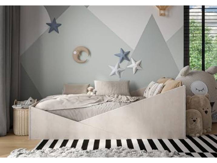 OSONO ATRI Kinderbett 80x160 cm aus Naturholz Montessori Bodenbett mit Lattenrost & Rausfallschutz Modernes skandinavisches Design für Kinder
