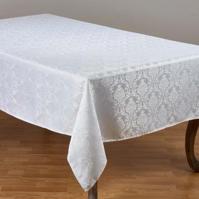 Saro Lifestyle White Polyester Tablecloth With Subtle Damask Pattern