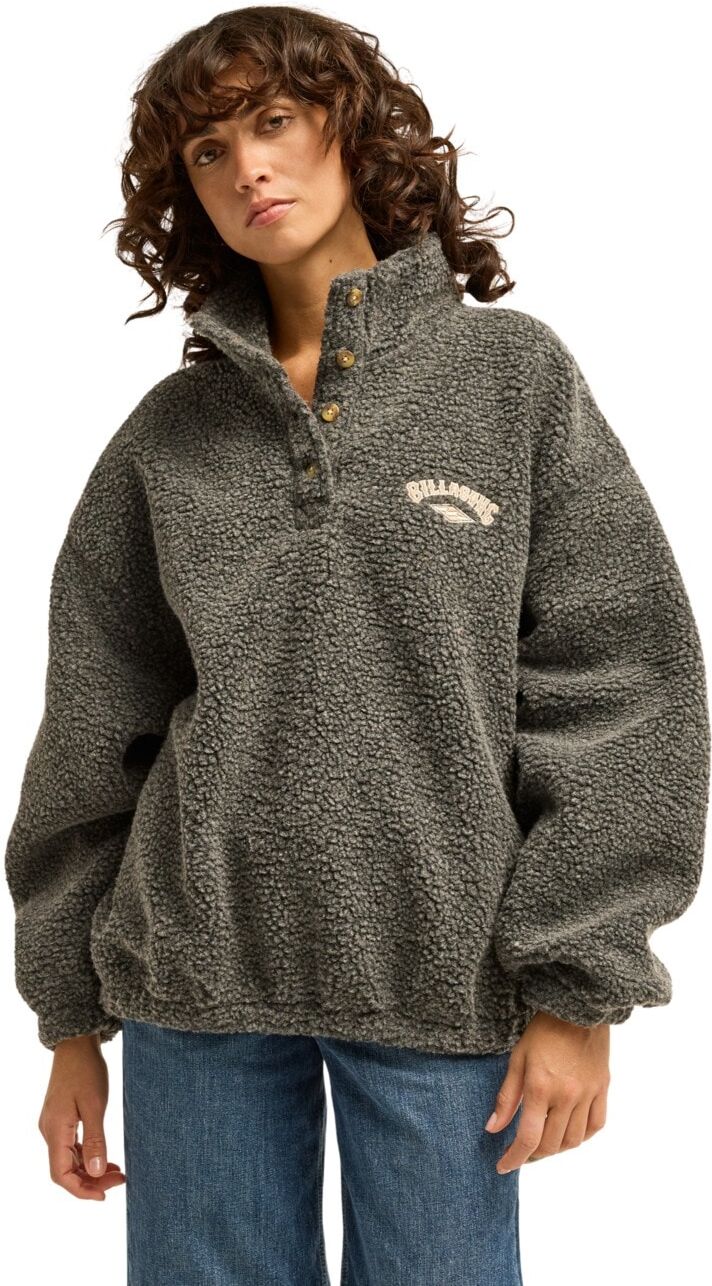 Fleecepullover BILLABONG "Run The Road", Damen, Gr. S, grau (off schwarz), Obermaterial: 100% Polyester., Sweatshirts Fleecepullover