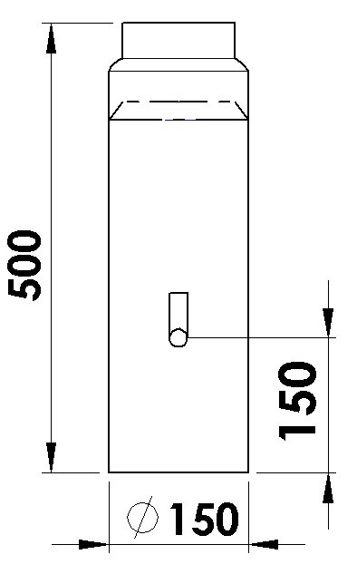 KLEININGGMB Rauchrohr 150 mm ø, 500 mm mit Reinigungstür 08097397