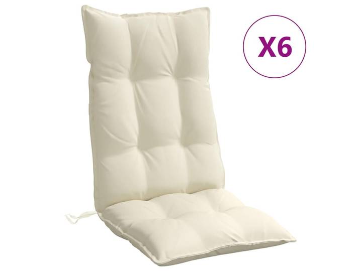vidaXL Hochlehner-Auflagen 6Er Set Creme Oxford-Gewebe, 50x7x120 cm, Gartenmöbel, Gartenpolster & Auflagen, Sesselauflagen