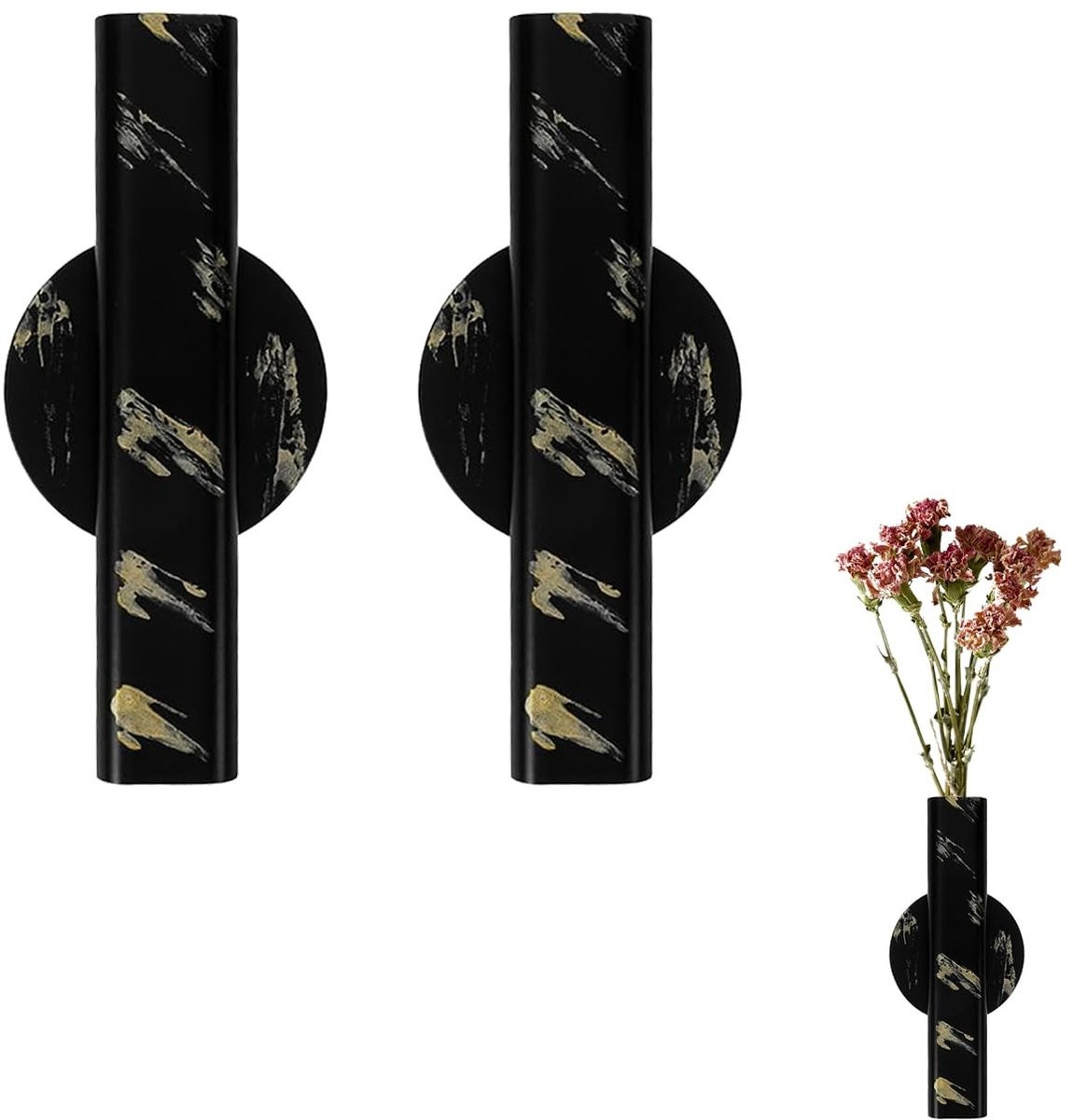 Dailygoods Wandvaas Minimalistisch - Zelfklevende Muurdecoratie van Metaal voor Gedroogde Bloemen