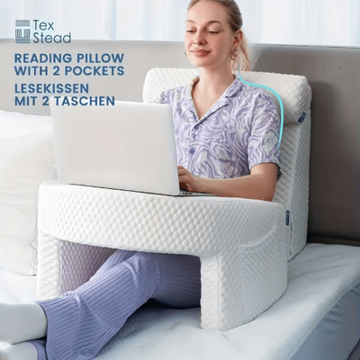 Inspire Picks Extra Large Memory Foam Reading Pillow With Armrests Ergonomic Reading Pillow For Gaming, Work & Relaxation light Cooling 22.4x24x11.8inch