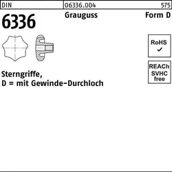 Sterngriff DIN 6336 FormD D 80 M12 Grauguss 5 Stück