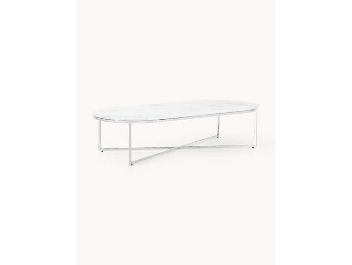 Ovaler Couchtisch Antigua mit Glasplatte in Marmor-Optik