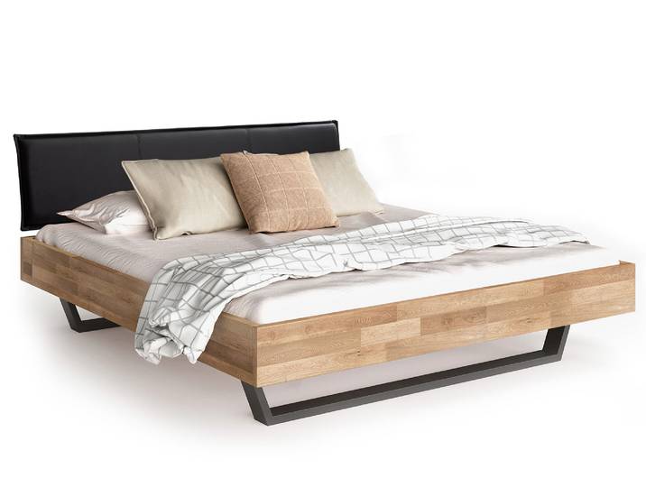 LÖWEN Kufenbett mit Polsterkopfteil, Material Massivholz, 180